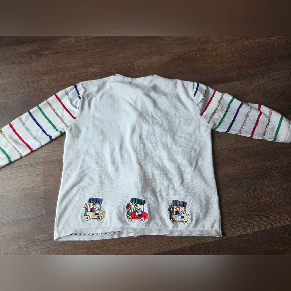 Vintage Bobbie C Embroidered Golf Patch Knit Cardigan Jacket Women Full Zip sz L - Picture 10 of 10